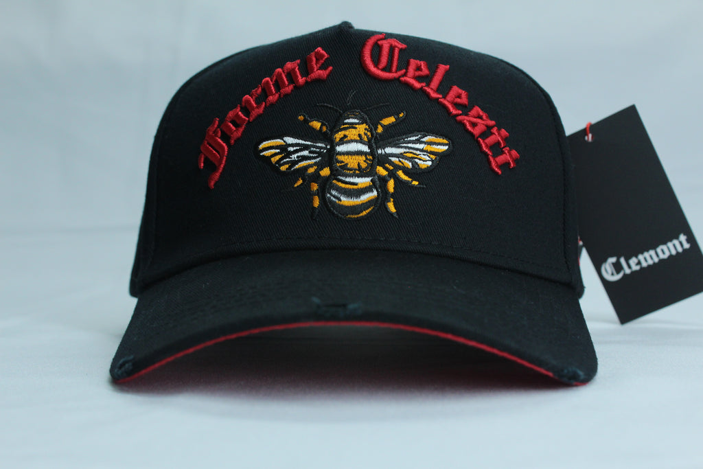 Gorra Premium Negra Abeja Bordada Gótico Rojo — Edición Especial | JULALE DROP 01